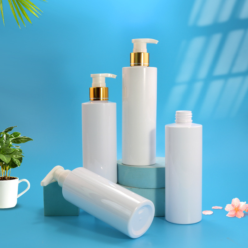 250ml thin high flat shoulder cylindrical bottle PET shampoo conditioner bottle 24 teeth disinfection spray bottle