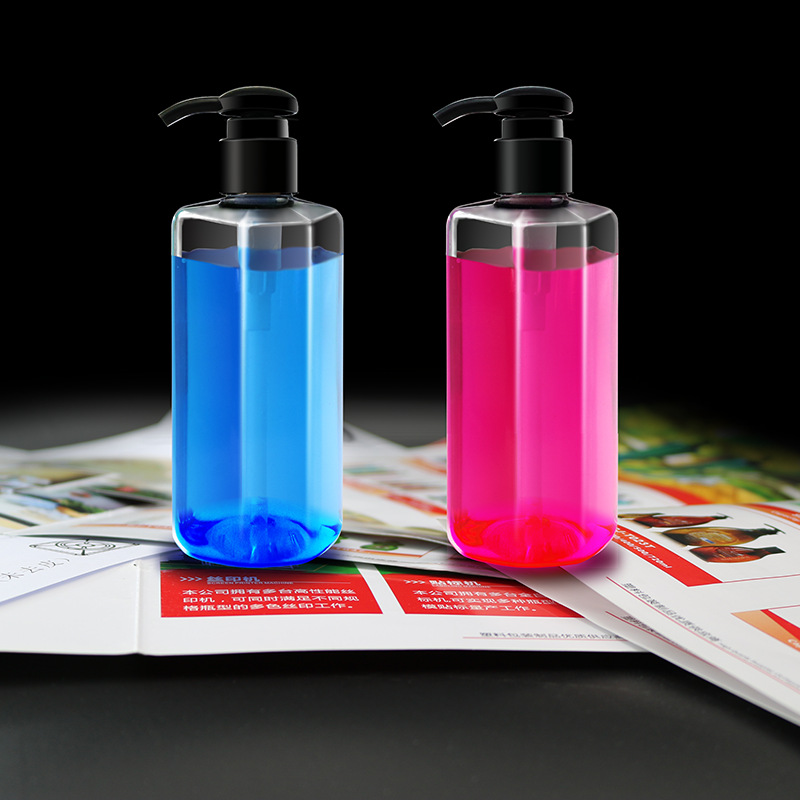 260ml hexagonal square PET bottle special-shaped cleaning packaging bottle push lotion bottle