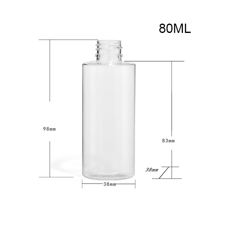 80ml spray bottle pet transparent plastic bottle disinfectant bottle flat shoulder series makeup remover water bottling disinfectant water bottle