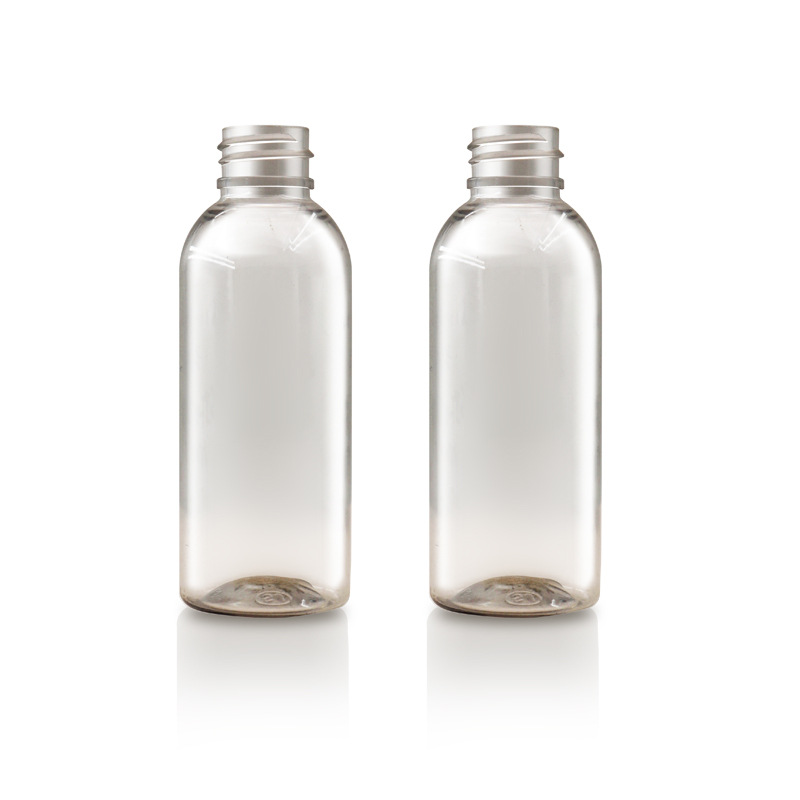Transparent 60ml oblique shoulder cylindrical bottle PET flip cover shampoo trial sample bottle