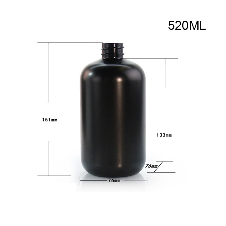 500ml short fat oblique shoulder round bottle PET frosted black pet shampoo shower gel bottle cat and dog cleaner bottle