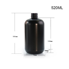 500ml short fat oblique shoulder round bottle PET frosted black pet shampoo shower gel bottle cat and dog cleaner bottle