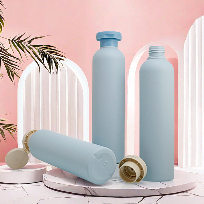 250ml thin high oblique shoulder round bottle 24 teeth plush material shampoo bottle shower gel conditioner bottle