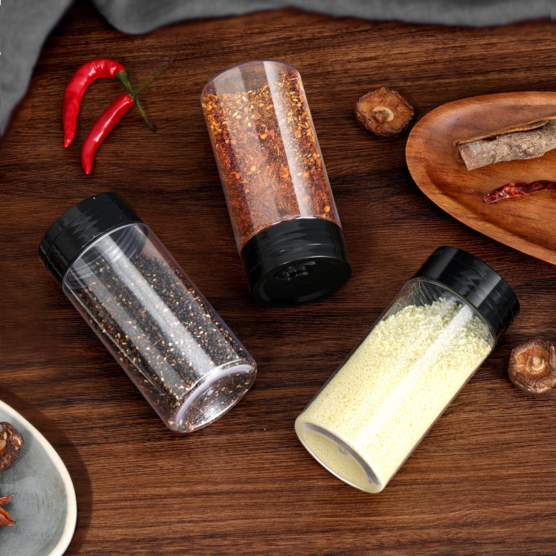 Transparent rotating seasoning jar household outdoor barbecue seasoning bottle pepper seasoning powder bottle