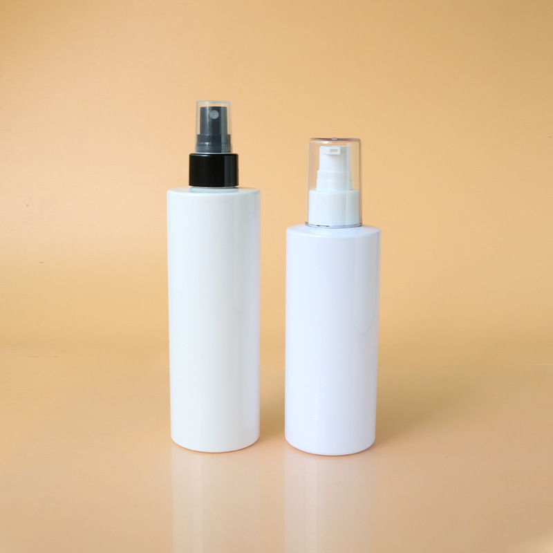 250ml thin high flat shoulder cylindrical bottle PET shampoo conditioner bottle 24 teeth disinfection spray bottle