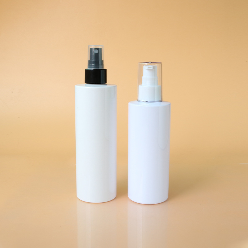 250ml thin high flat shoulder cylindrical bottle PET shampoo conditioner bottle 24 teeth disinfection spray bottle