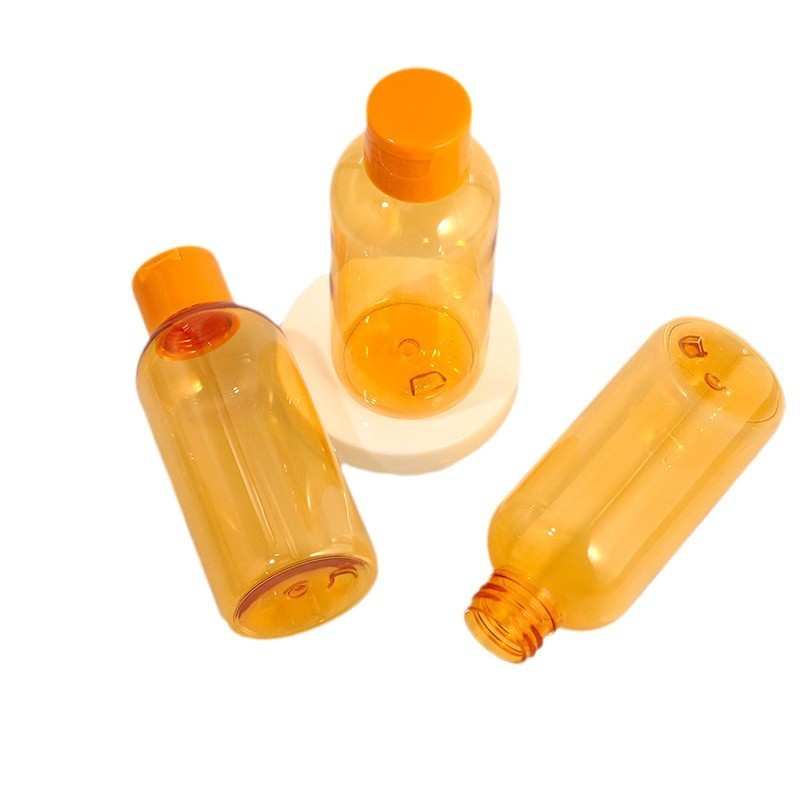 120ml short fat oblique shoulder round bottle 4oz body lotion bottle PET flip cap packaging bottle