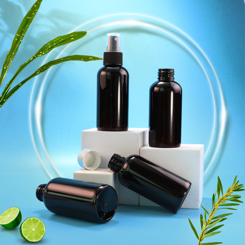 120ml short fat oblique shoulder round bottle 4oz body lotion bottle PET flip cap packaging bottle