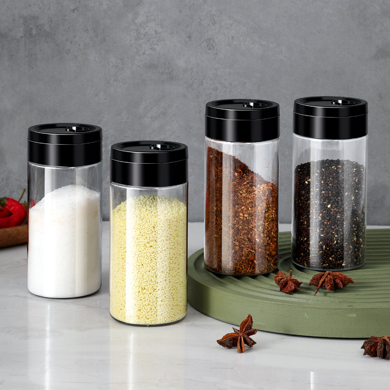 Transparent rotating seasoning jar household outdoor barbecue seasoning bottle pepper seasoning powder bottle