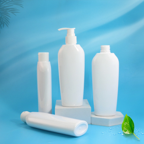 200ml white PET flat bottle high-grade shampoo body lotion bottle wide at the top and narrow at the bottom 24 teeth cosmetics packaging bottle