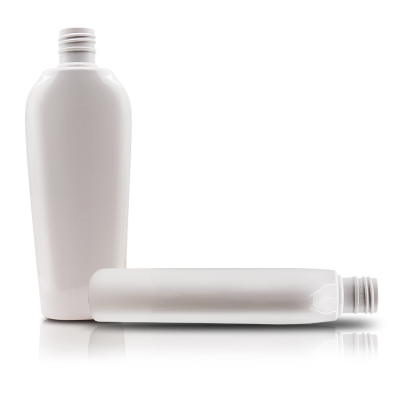 200ml white PET flat bottle high-grade shampoo body lotion bottle wide at the top and narrow at the bottom 24 teeth cosmetics packaging bottle