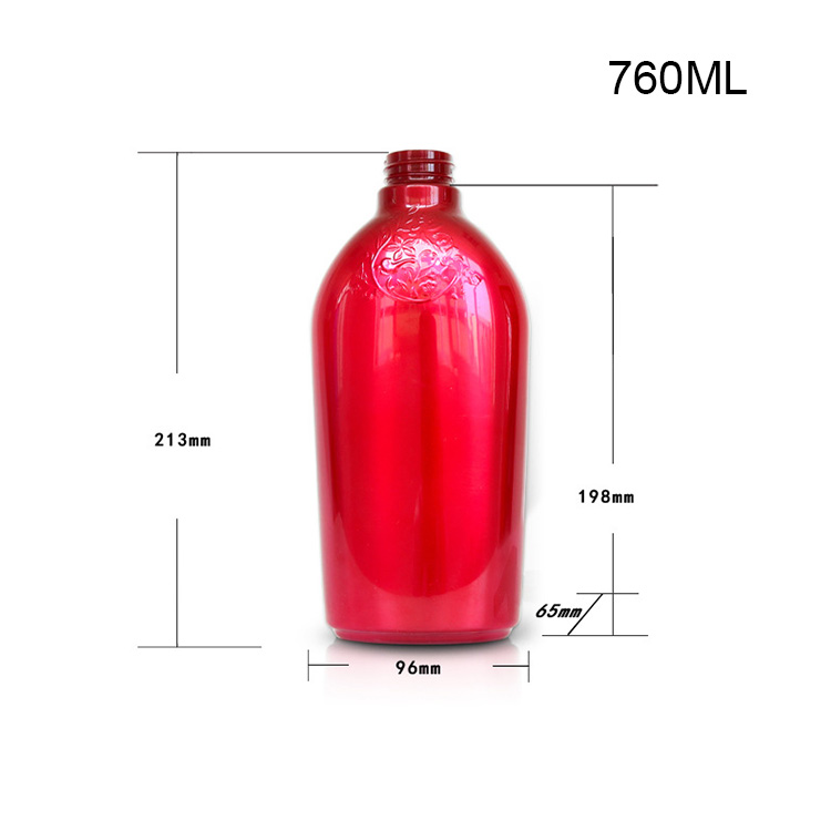 750ml high-grade shampoo bottle PET high-gloss red shower gel conditioner bottle