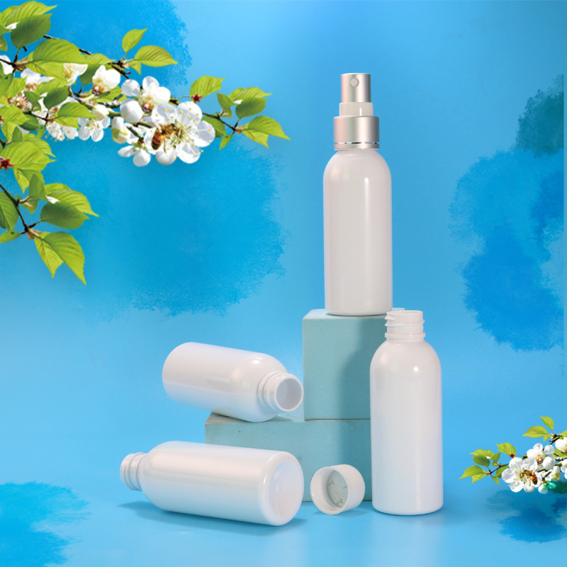 Transparent 60ml oblique shoulder cylindrical bottle PET flip cover shampoo trial sample bottle