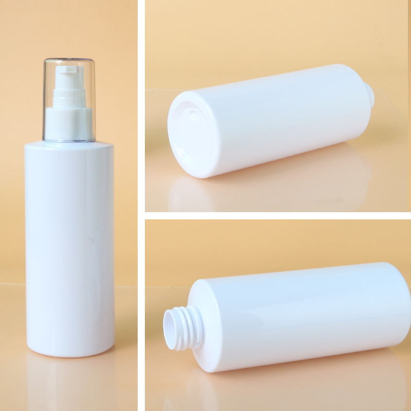 250ml thin high flat shoulder cylindrical bottle PET shampoo conditioner bottle 24 teeth disinfection spray bottle