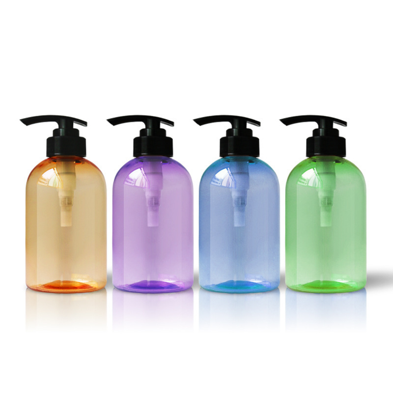 400ml short fat baby shower gel body lotion bottle 32 teeth large mouth PET oblique shoulder skin care packaging bottle