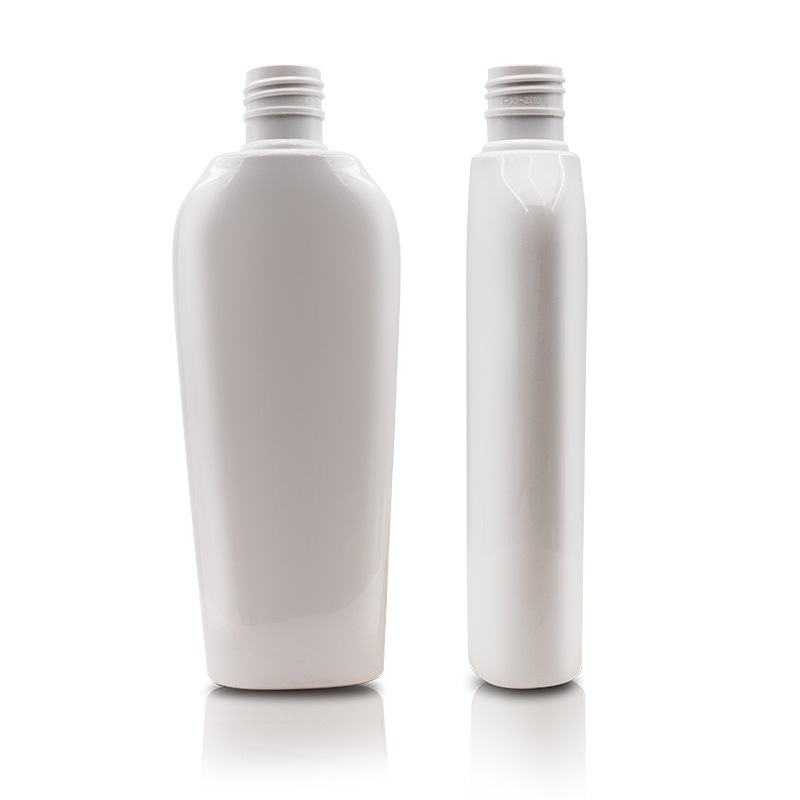 200ml white PET flat bottle high-grade shampoo body lotion bottle wide at the top and narrow at the bottom 24 teeth cosmetics packaging bottle