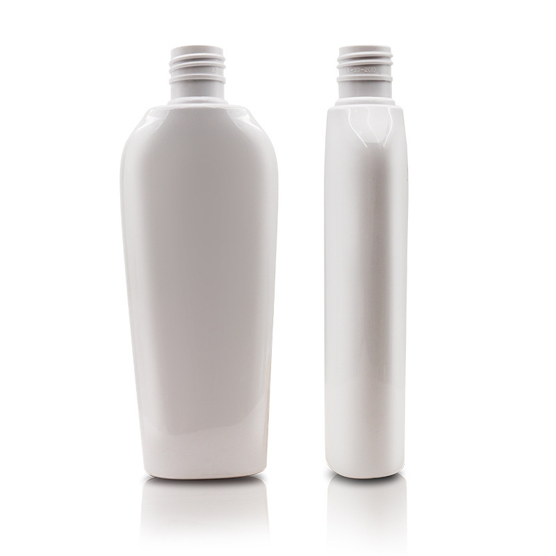 200ml white PET flat bottle high-grade shampoo body lotion bottle wide at the top and narrow at the bottom 24 teeth cosmetics packaging bottle