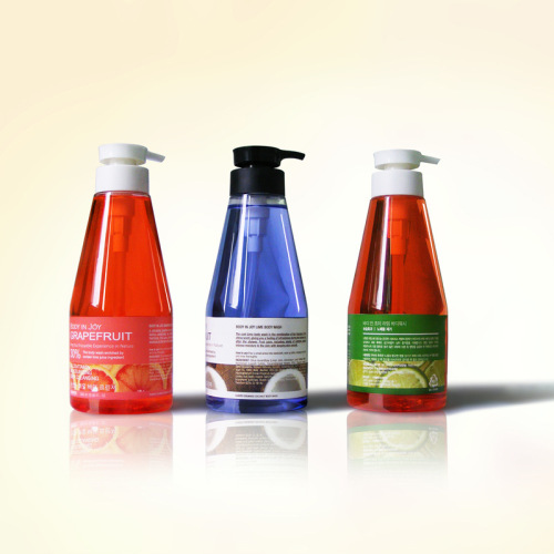 300ml500ml750ml conical round bottle PET shampoo shower gel bottle double layer push type lotion bottle