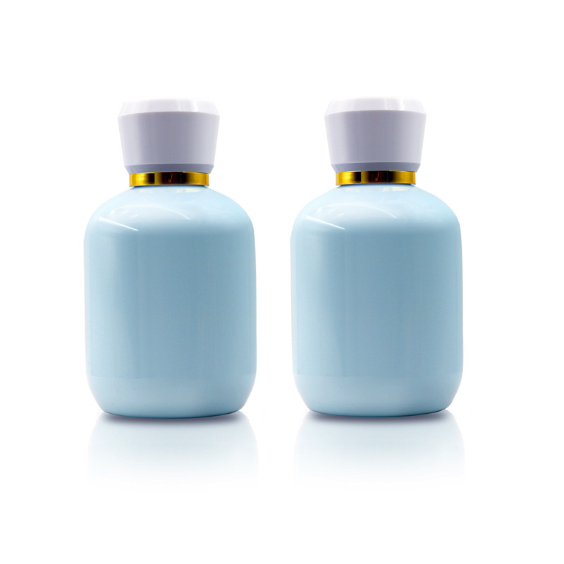 230ml children's shampoo and shower gel bottle PET short fat round lotion bottle push-type toothpaste bottle