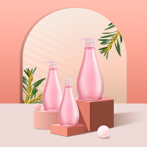 750ml fantasy pink flat bottle 32 teeth shampoo shower gel bottle push-type washing and care packaging bottle