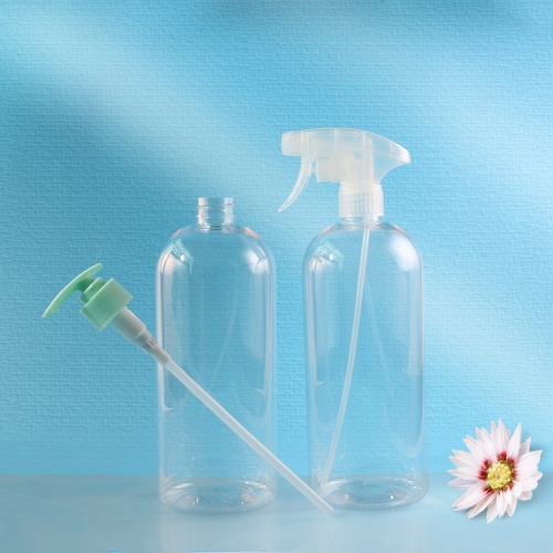 1000ml transparent round shoulder spray bottle 28 caliber daily chemical liquid dispensing bottle alcohol spray bottle