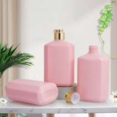 300ml pink flat bottle shampoo shower gel empty bottle portable pet plastic body lotion bottle
