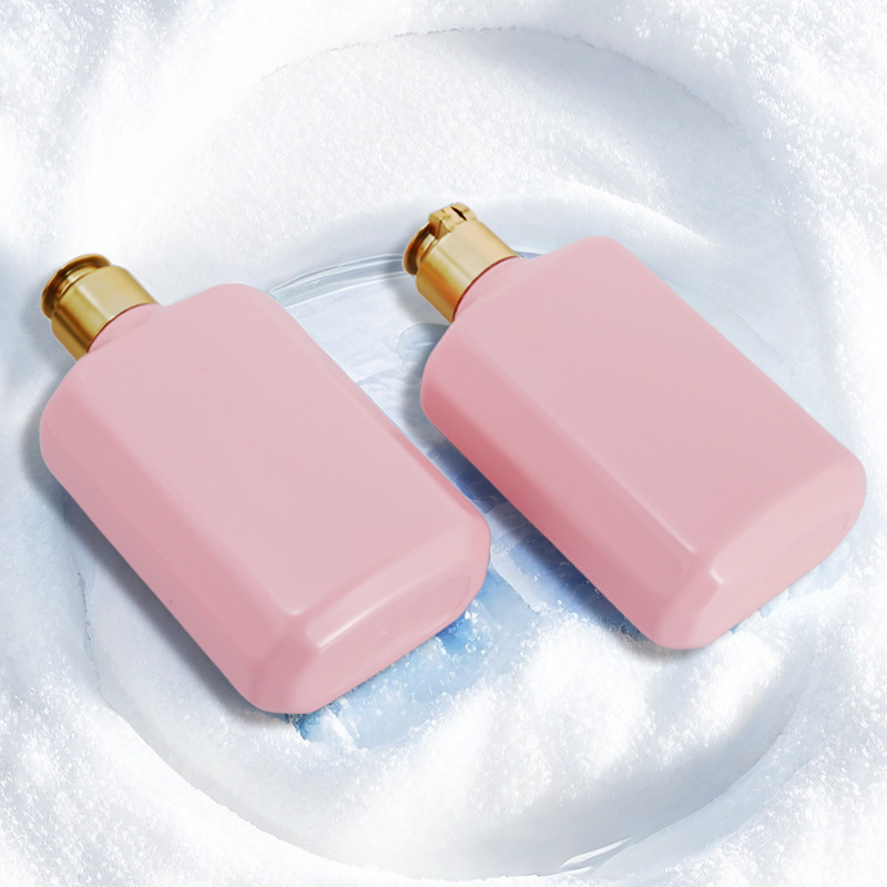 300ml pink flat bottle shampoo shower gel empty bottle portable pet plastic body lotion bottle