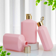 300ml pink flat bottle shampoo shower gel empty bottle portable pet plastic body lotion bottle