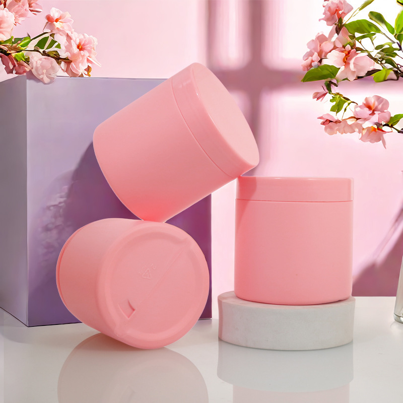 350ml plush pink wide mouth round bottle hair cream bottle HDPE cosmetic hair mask bath salt powder bottle
