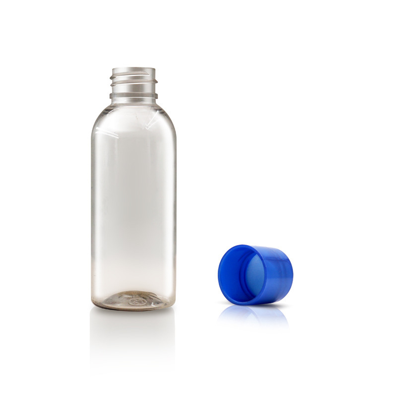 Transparent 60ml oblique shoulder cylindrical bottle PET flip cover shampoo trial sample bottle