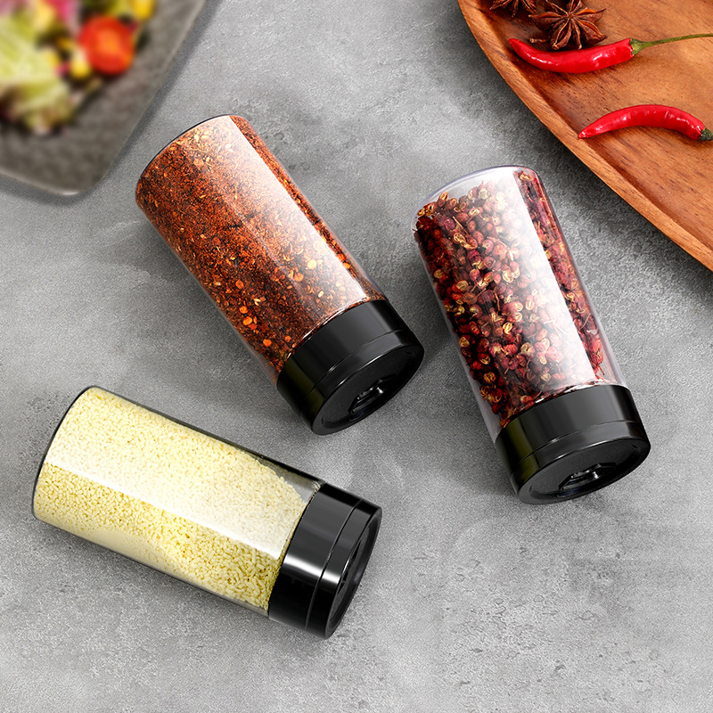 Transparent rotating seasoning jar household outdoor barbecue seasoning bottle pepper seasoning powder bottle