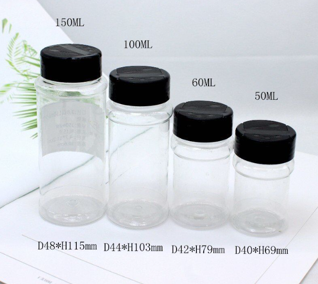 250ml seasoning bottle transparent plastic cylinder bottle pepper barbecue powder can salt MSG seasoning bottle