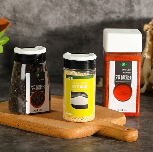 65-360ML food grade plastic bottle creative transparent bottle food jar seasoning jar single double flip cover sprinkler bottle