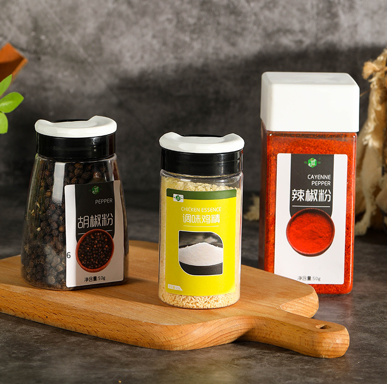 65-360ML food grade plastic bottle creative transparent bottle food jar seasoning jar single double flip cover sprinkler bottle