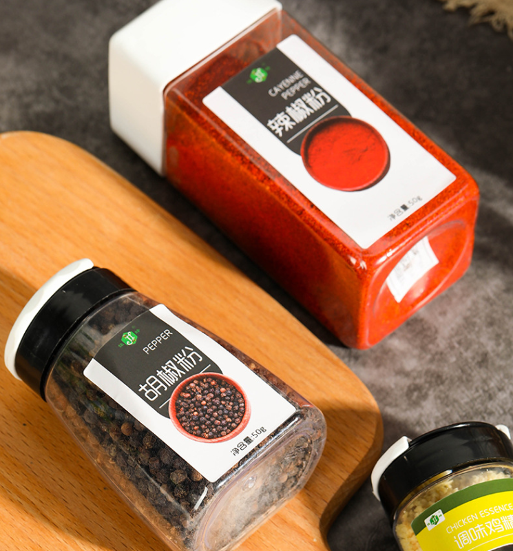 65-360ML food grade plastic bottle creative transparent bottle food jar seasoning jar single double flip cover sprinkler bottle
