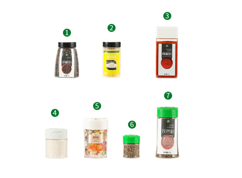 65-360ML food grade plastic bottle creative transparent bottle food jar seasoning jar single double flip cover sprinkler bottle