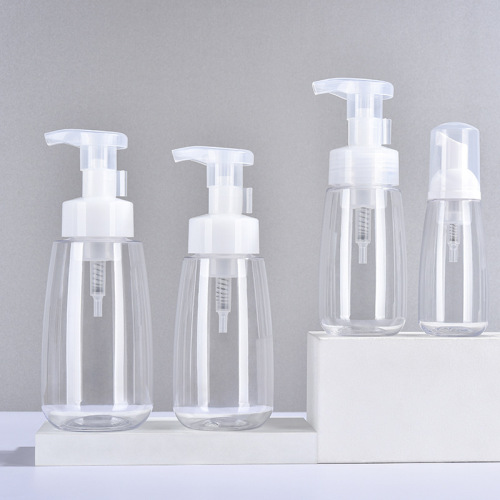 200ml,300ml,400ml,500ml Packaging PET mousse foaming bottle cleansing mousse cleansing brush foam facial cleanser silicone brush head bottle