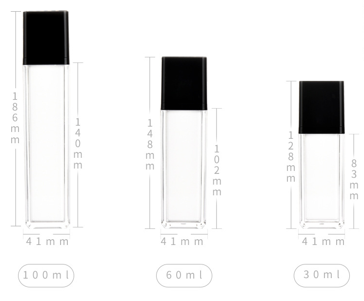 30g,50g,30ml,50ml,100ml Rounded square acrylic bottle lotion spray essence set bottle sub-bottle cosmetic bottle packaging material empty bottle