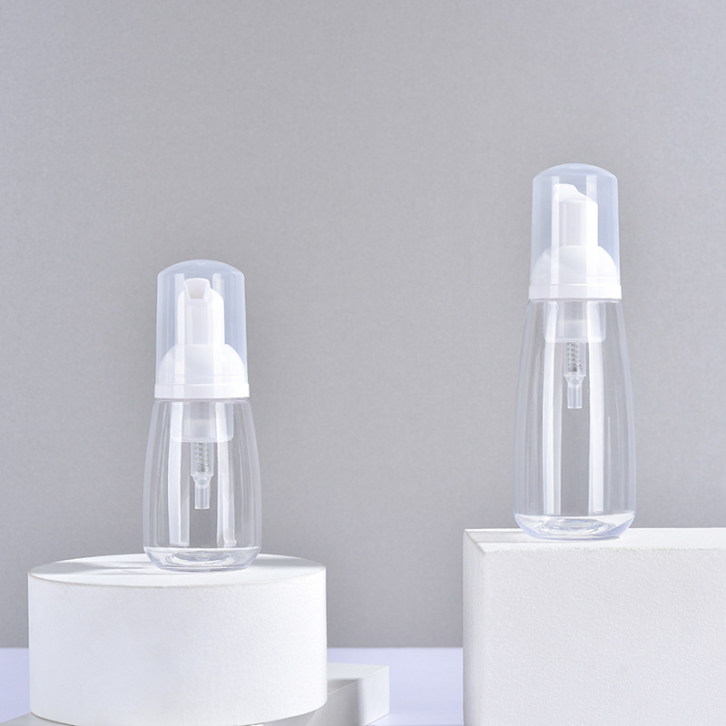 200ml,300ml,400ml,500ml Packaging PET mousse foaming bottle cleansing mousse cleansing brush foam facial cleanser silicone brush head bottle