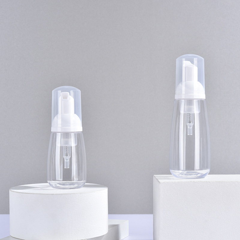 200ml,300ml,400ml,500ml Packaging PET mousse foaming bottle cleansing mousse cleansing brush foam facial cleanser silicone brush head bottle