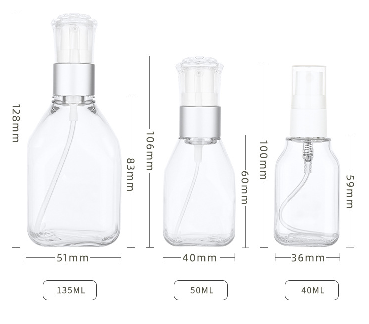 40ml,50ml,135ml PETG cosmetic bottle toner pure dew essence bottle sub-bottling set multi-capacity empty bottle packaging material