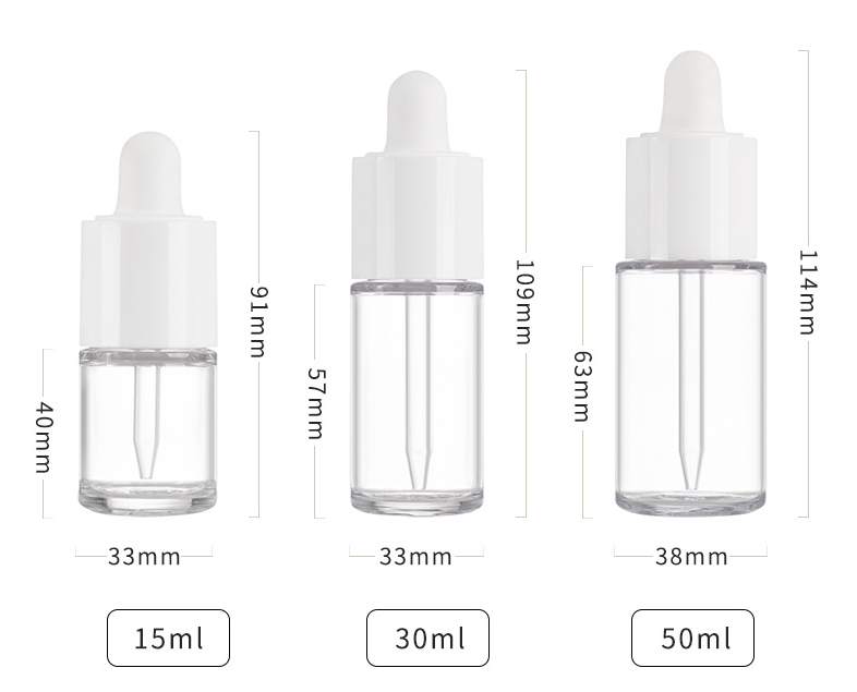 20ml,30ml,50ml Packaging PETG thick wall rubber head dropper bottle thick bottom essence bottle sub-bottle straight round plastic bottle