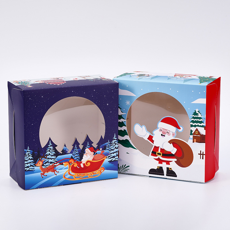 Amazon Christmas window gift box Holiday white cardboard packaging color box White cardboard box packaging customization