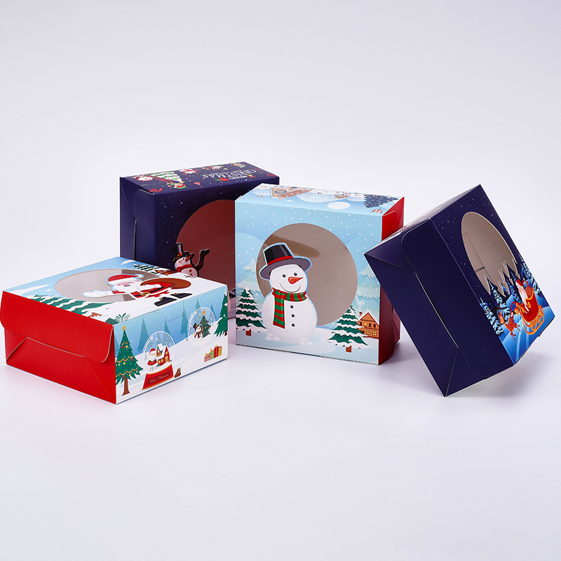 Amazon Christmas window gift box Holiday white cardboard packaging color box White cardboard box packaging customization