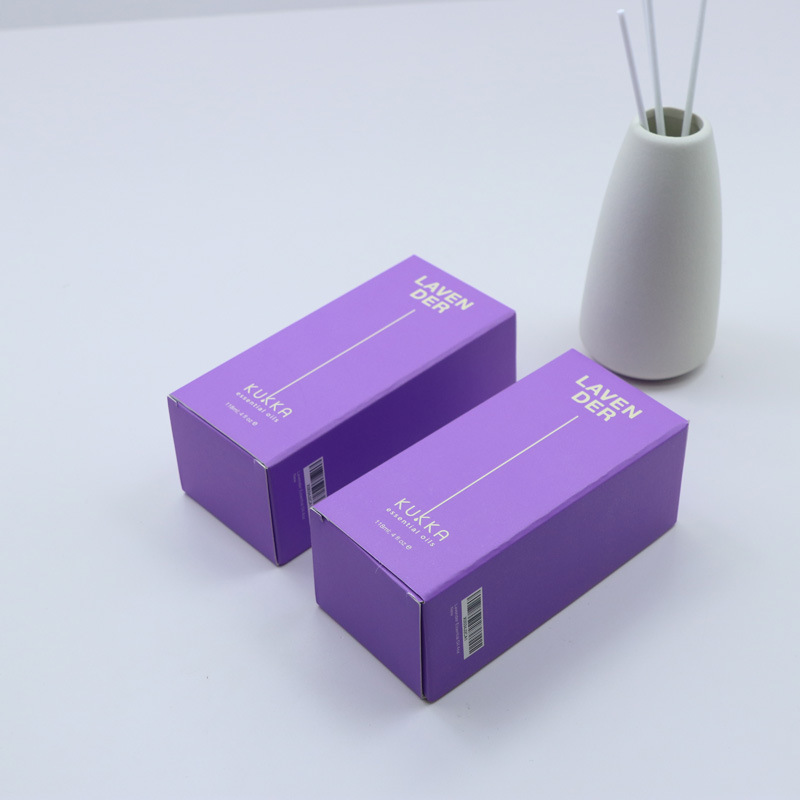 Customized purple bayonet box with printed logo, car perfume aromatherapy packaging color box, folding color box custom manufacturer