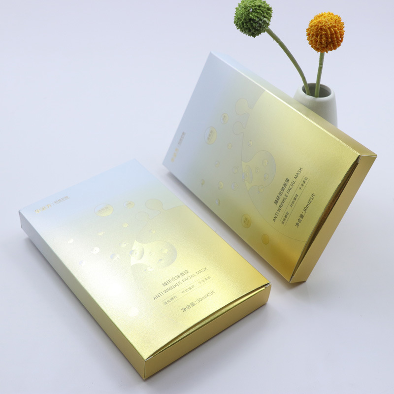 Customized printing of mask boxes, high-end skin care product packaging boxes, silver card essence cosmetic color boxes