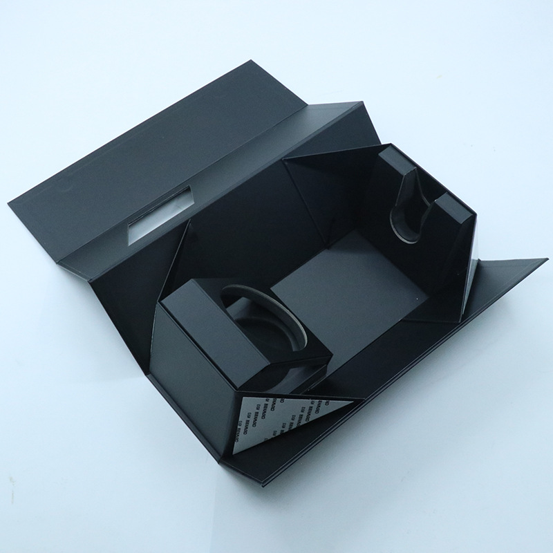 One-piece folding wine box manufacturer customized high-end window wine box gold-stamping flip wine wine packaging box