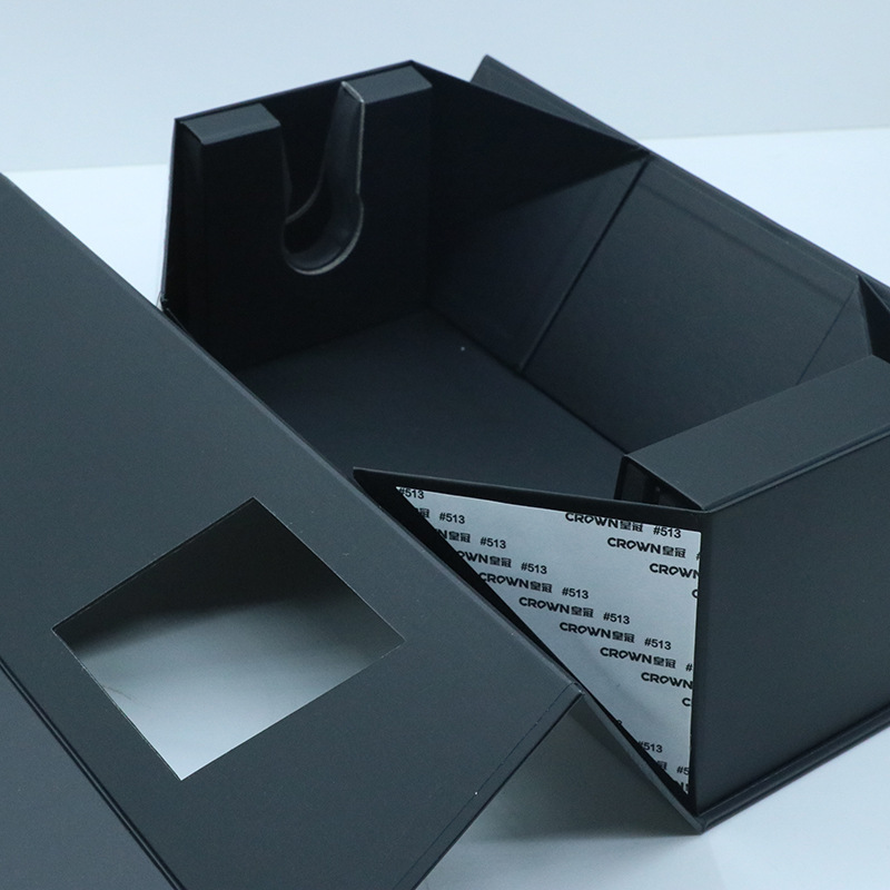 One-piece folding wine box manufacturer customized high-end window wine box gold-stamping flip wine wine packaging box