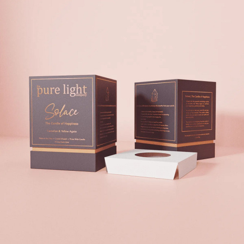 Manufacturers customized leaky edge box upper and lower cover box packaging soybean aromatherapy candle gift box off-white gold stamping printing