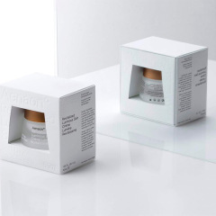 Customized square color box for face cream and eye cream White paper box with window and convex logo Skin care color box manufacturer